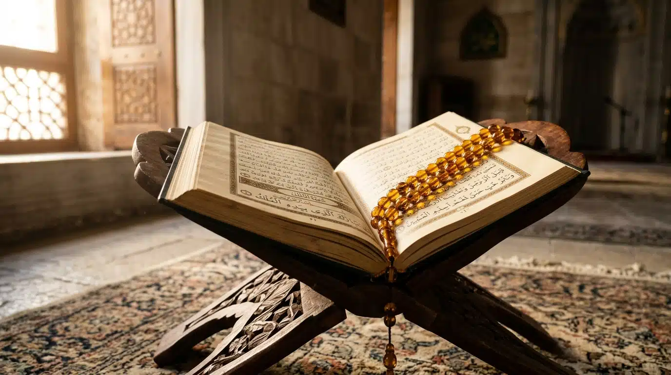 Holy Quran with Tasbih Prayer Beads for Reciting Darood Sharif