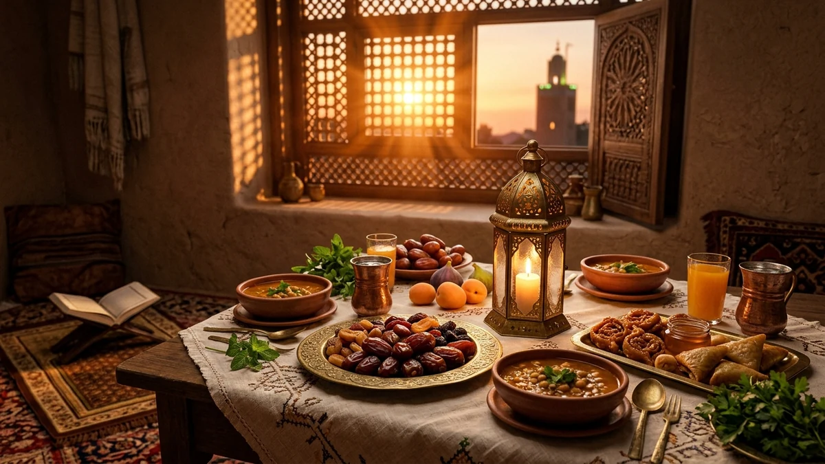 Ramadan 2027 Traditional Iftar Table at Sunset in India