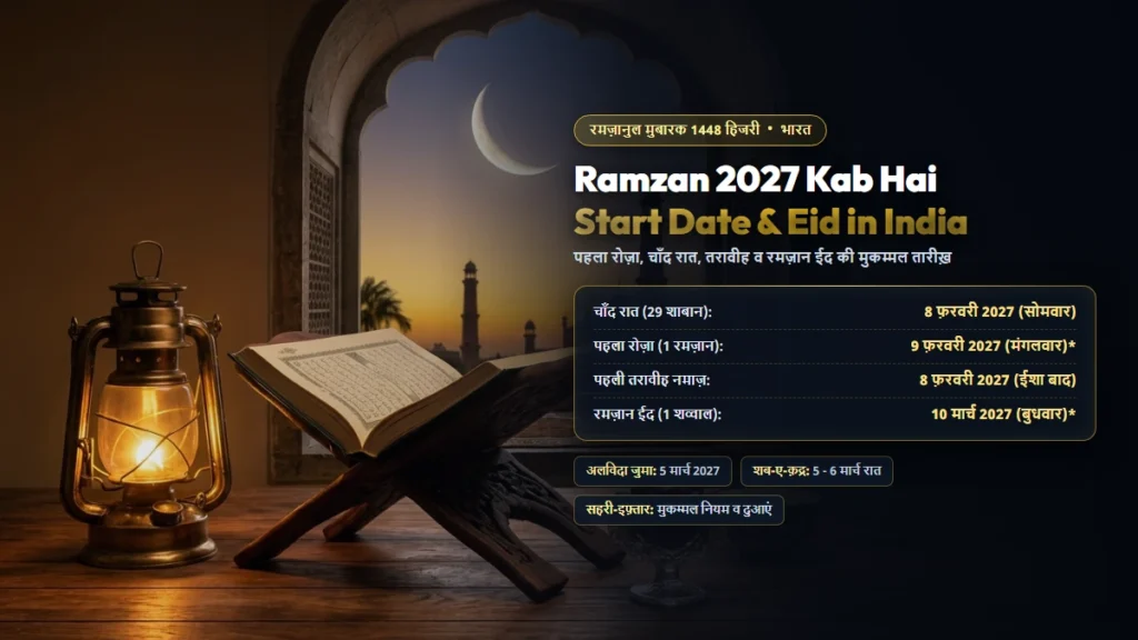 रमजान 2027 कब है: पहला रोज़ा, चाँद रात व ईद की तारीख़ | Ramzan 2027 Kab Hai Date in India