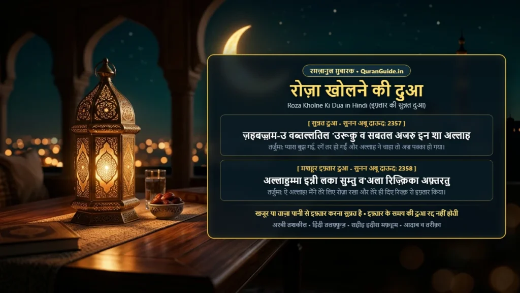 रोज़ा खोलने की दुआ हिंदी में | Roza Kholne Ki Dua in Hindi (इफ़्तार की सुन्नत दुआ, फ़ोटो व तरीक़ा)